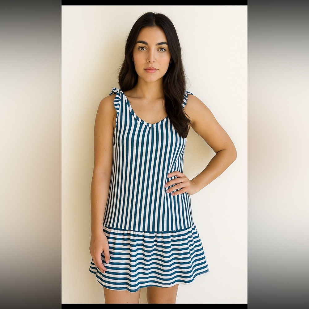 Francesca Bettini Womens Size XSmall Striped Linen Dress